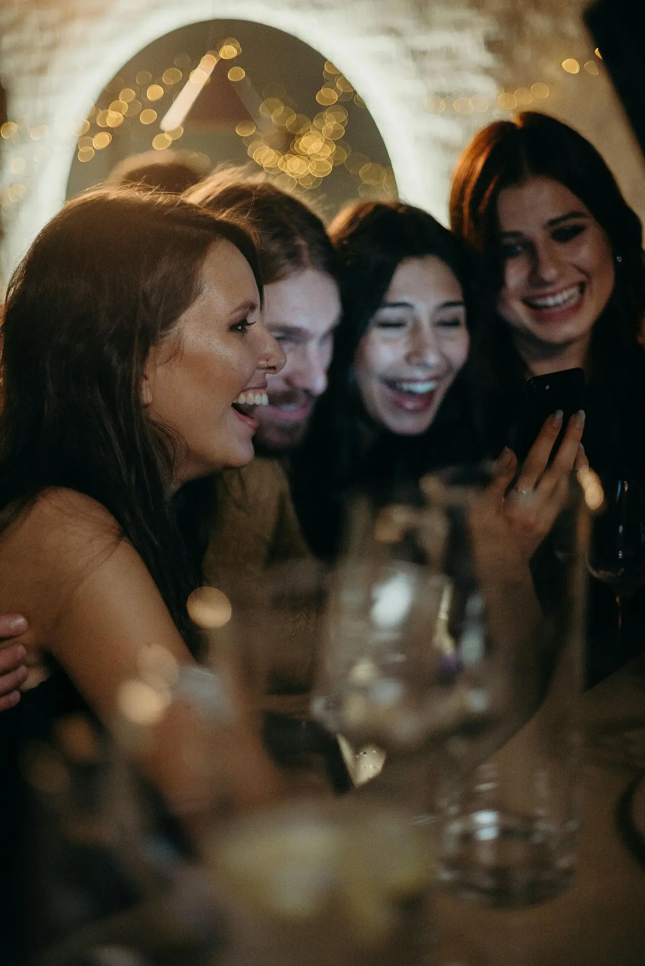 Friends celebrating a night out in Chicago